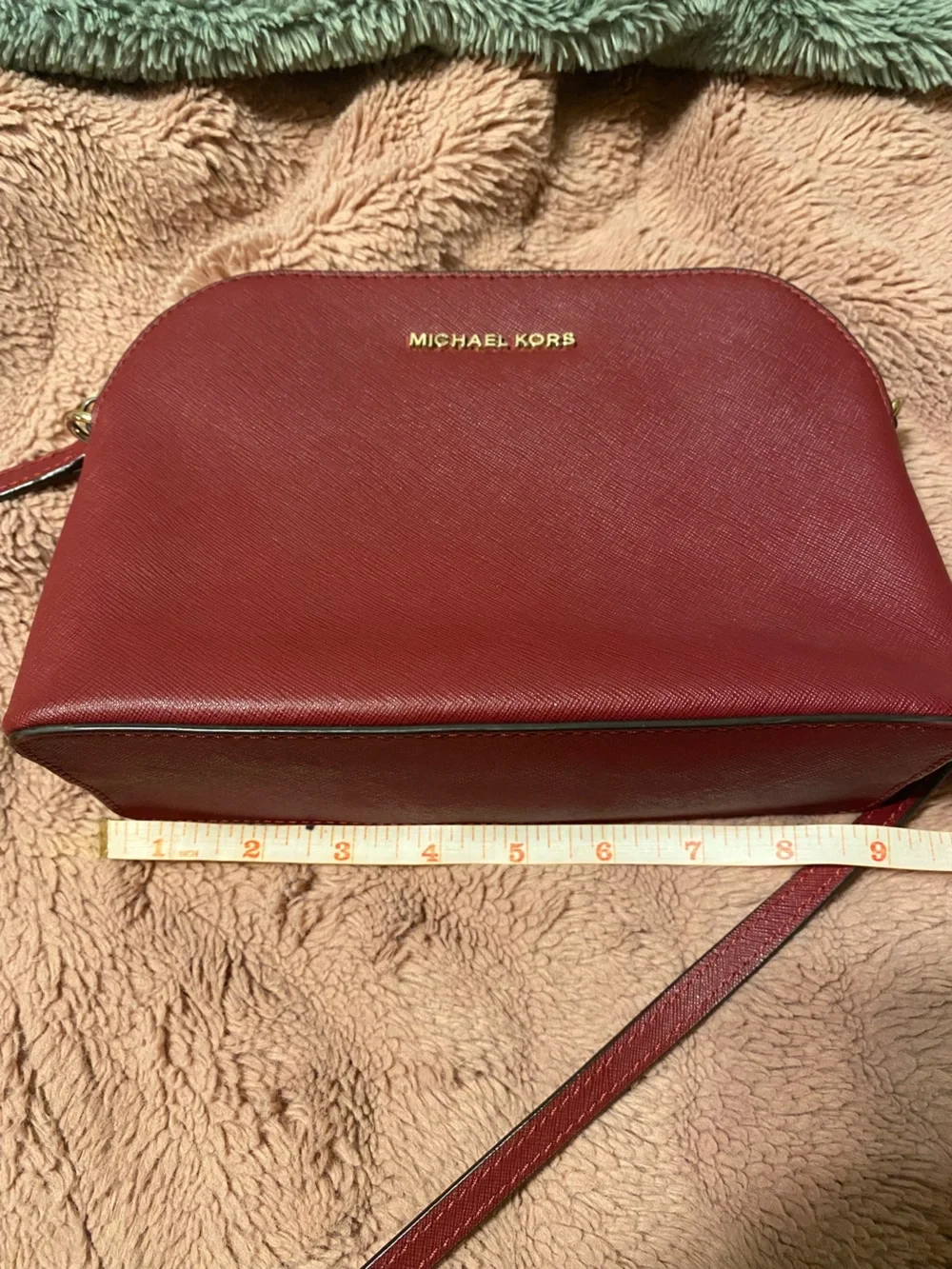 Michael Kors Wine Red Crossbody with Gold Chain